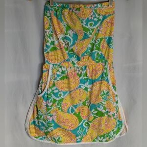 #SOLD#Lilly Pulitzer Pop Goes the Lemur strapless romper sz M